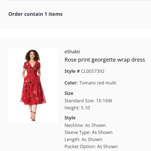 Rose Wrap Georgette Wrap Dress Size 1x - 16W for 5'10" tall person - Picture 5 of 10